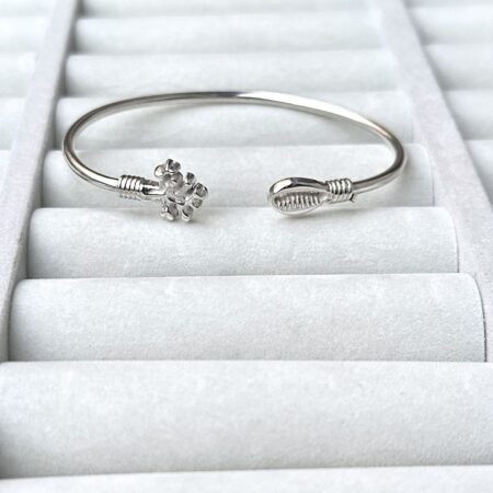 Bracelet Jonc Ouvert en Argent Massif – Cauri & Baobab